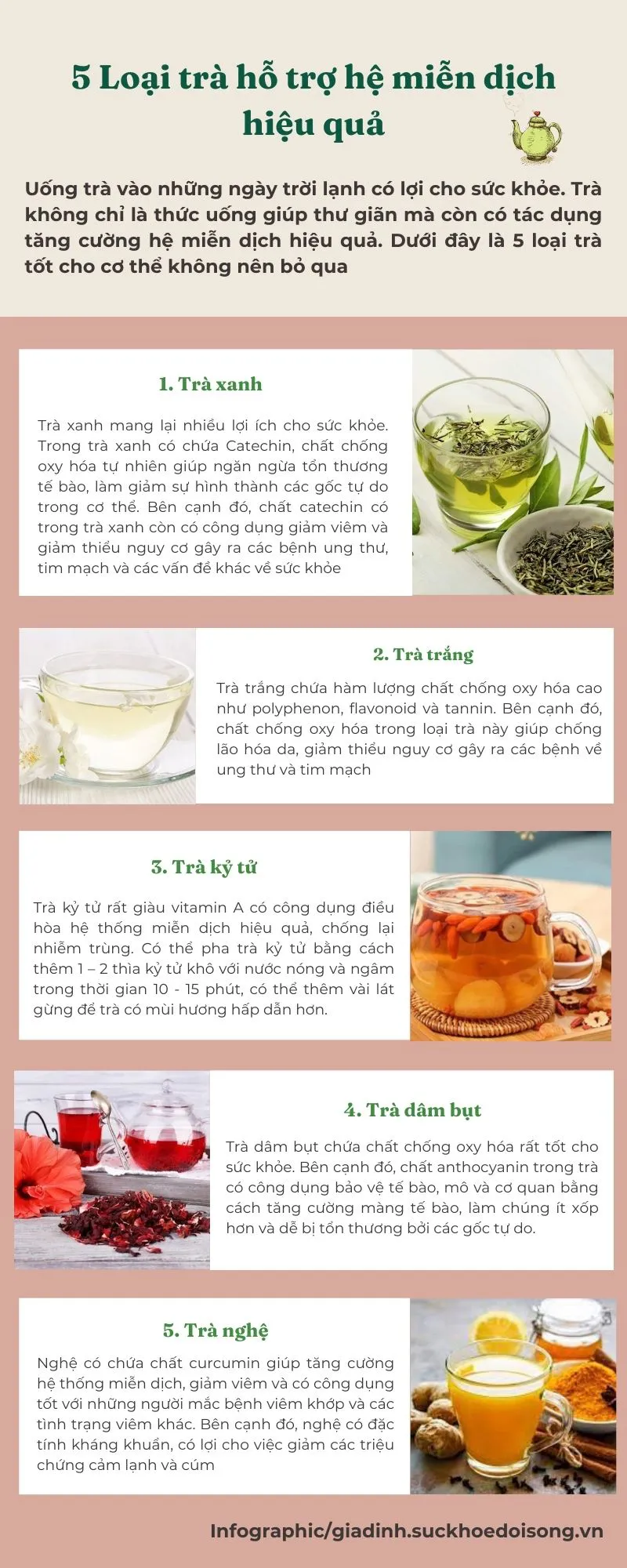 Bất ngờ tên gọi 5 loại trà hỗ trợ hệ miễn dịch trong mùa lạnh hiệu quả